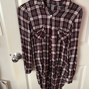 Purple white button down